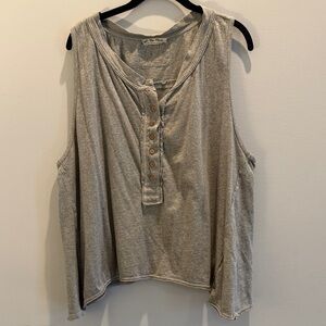 We The Free Heather Gray Button Tank Top